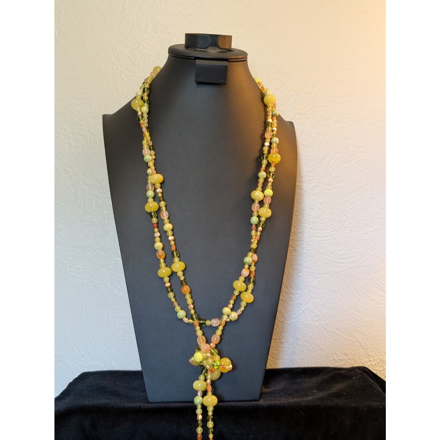 Gemstones Crystal Pearls & Glass Beaded Long Strand 98" Necklace