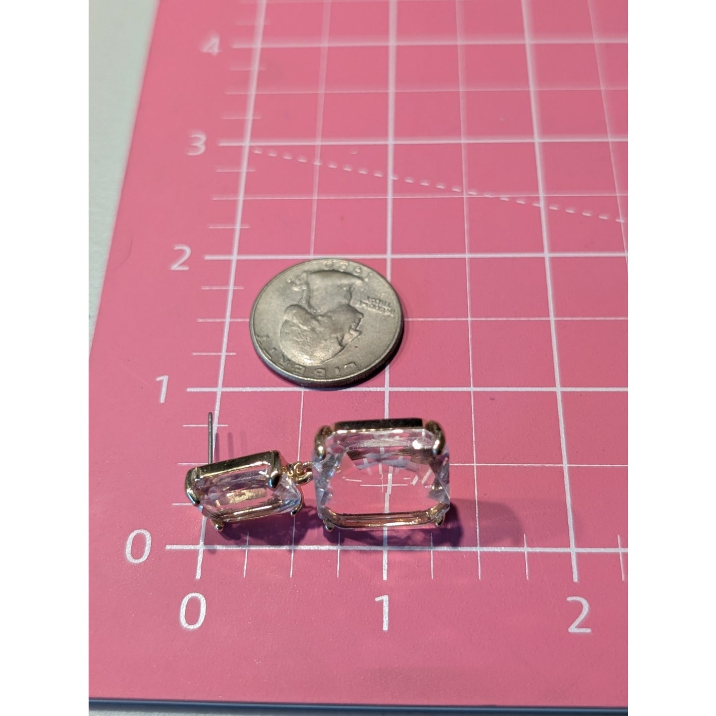 Faceted Clear Glass Gold Tone Drop Pierced Earrings