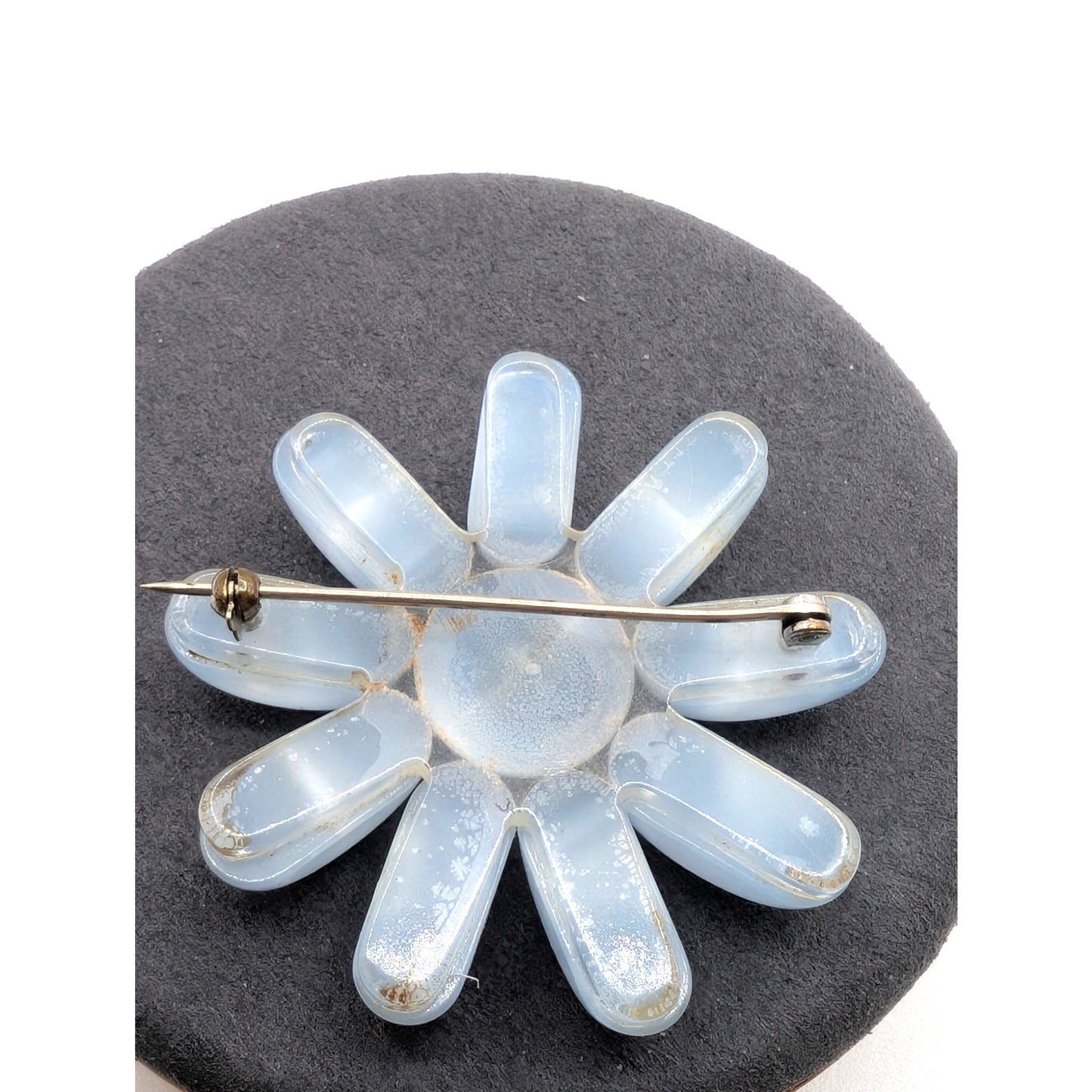 Vintage Pale Blue Moonglow Lucite Mid-Century Brooch