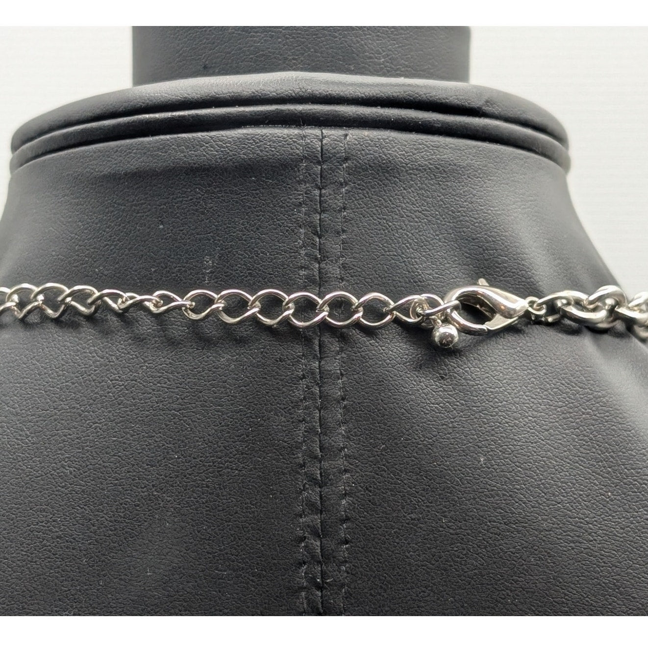 Silver Tone Chain Multi-Layer Dyed Blue Shell Petal Bead Statement Necklace