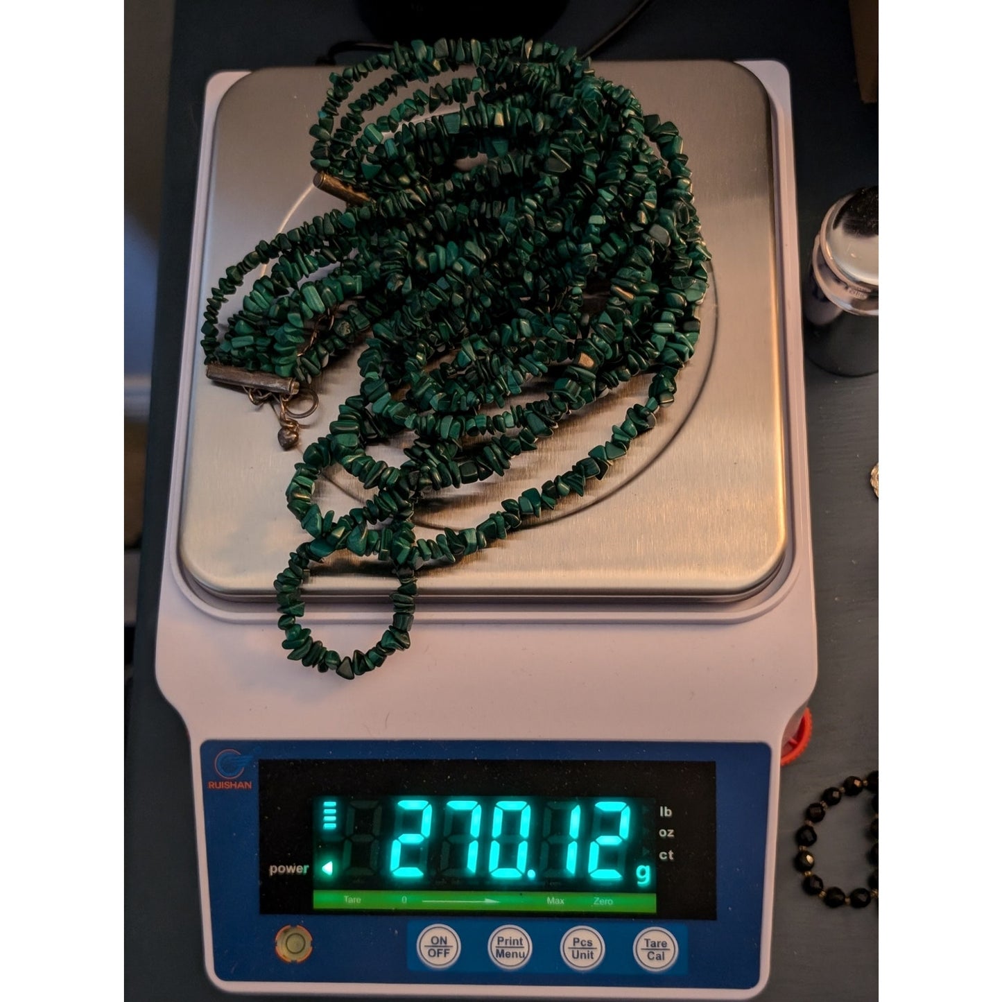 Jay King DTR Sterling Silver Malachite Chip Beaded 7-Stranded Drape Necklace