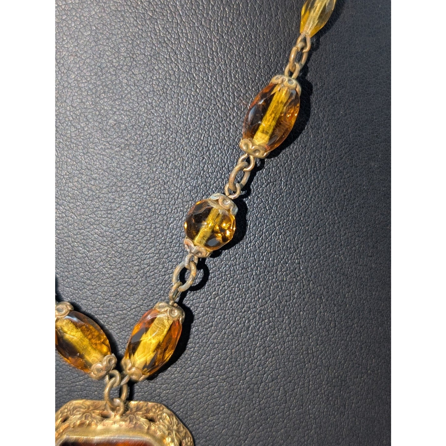 Vintage Antique Signed Czech Edwardian Nouveau Bohemian Glass Choker Necklace