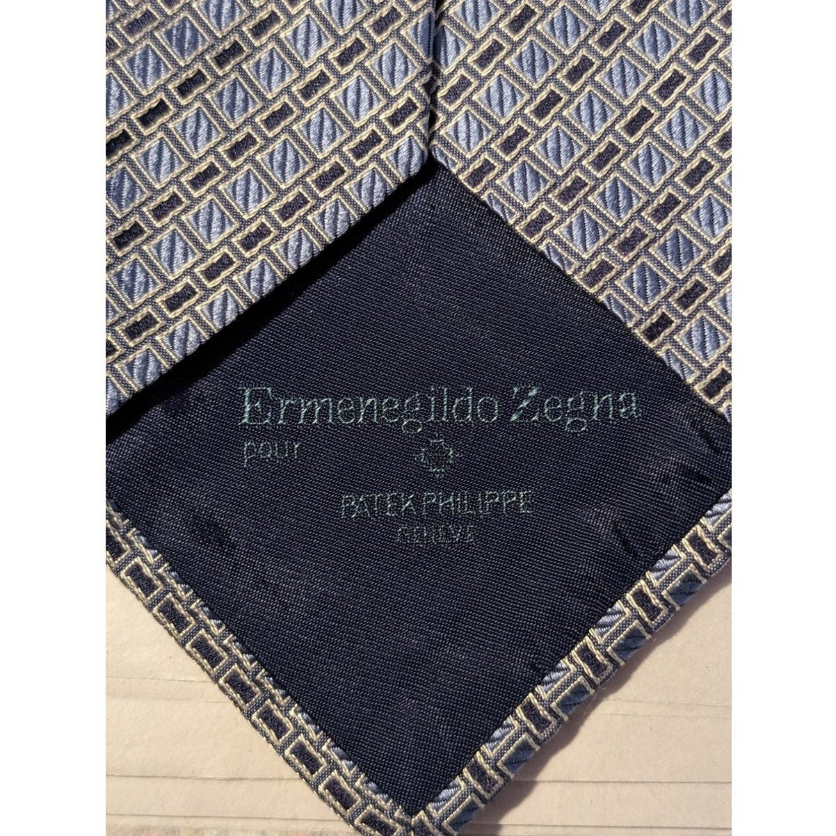 Patek Philippe Pour Ermenegildo Zegna Blue Pattern Silk Tie Limited Edition 2005