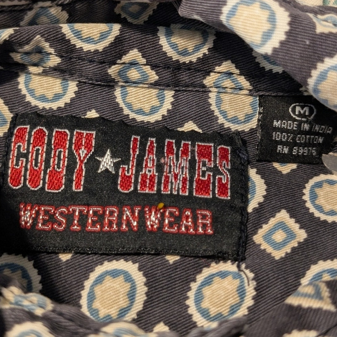 Vintage Cody James Western Gear Geometric Print Button Front Shirt Mens M