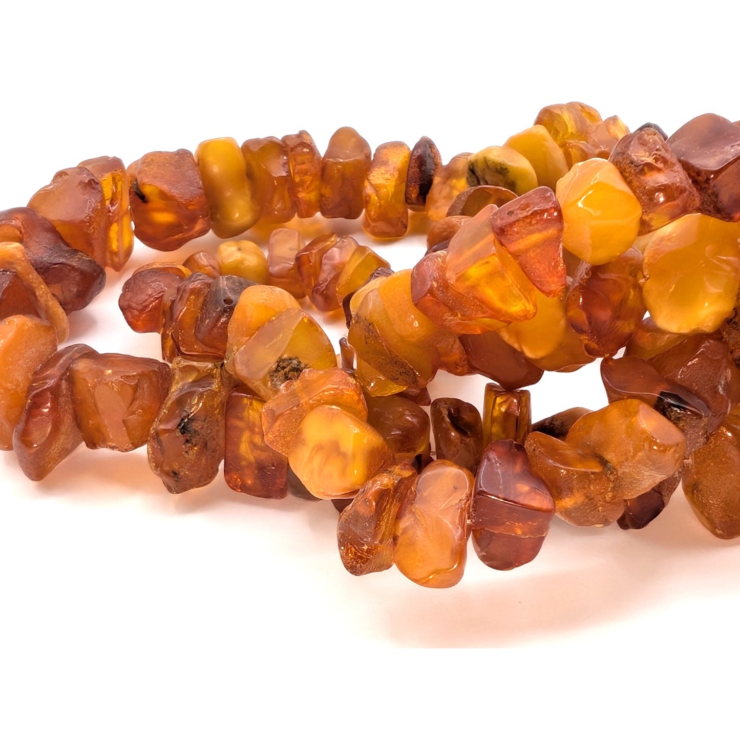 Vintage Chunky Graduated Nugget Shaped Raw Baltic Amber 35" Strand Necklace