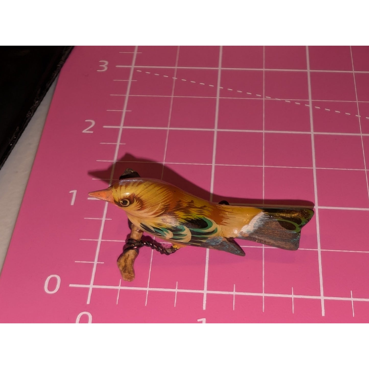 Takahashi Vintage 1950-60s Art and Woodcraft Handmade Goldfinch Pin.