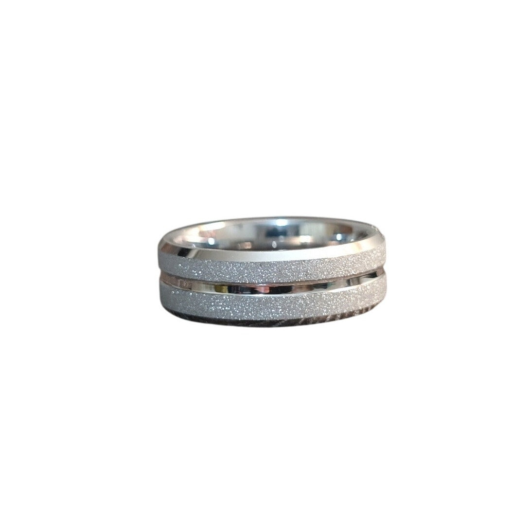Tungsten Carbide Sandblasted/Polished Finish Wedding Ring Men's Size 11.25
