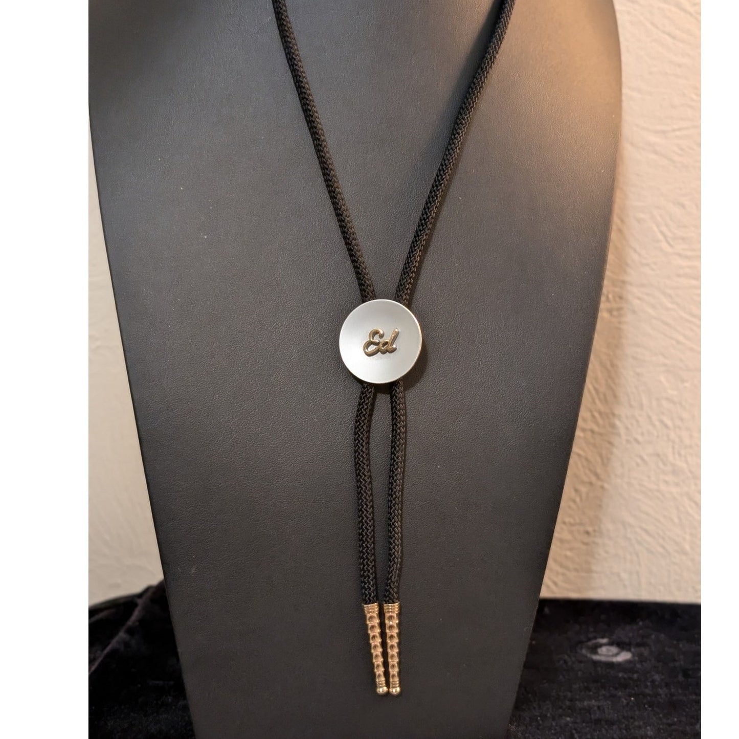 Swank Personalized 'Ed' Two Toned Metal Bolo Tie