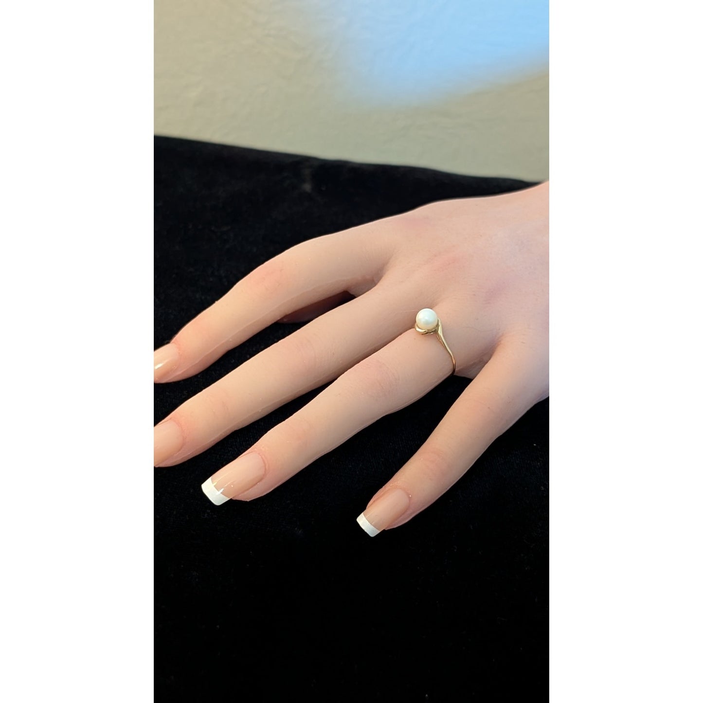 Women's 14K Yellow Gold Genuine Solitaire 6mm Pearl Ring Size 5.25