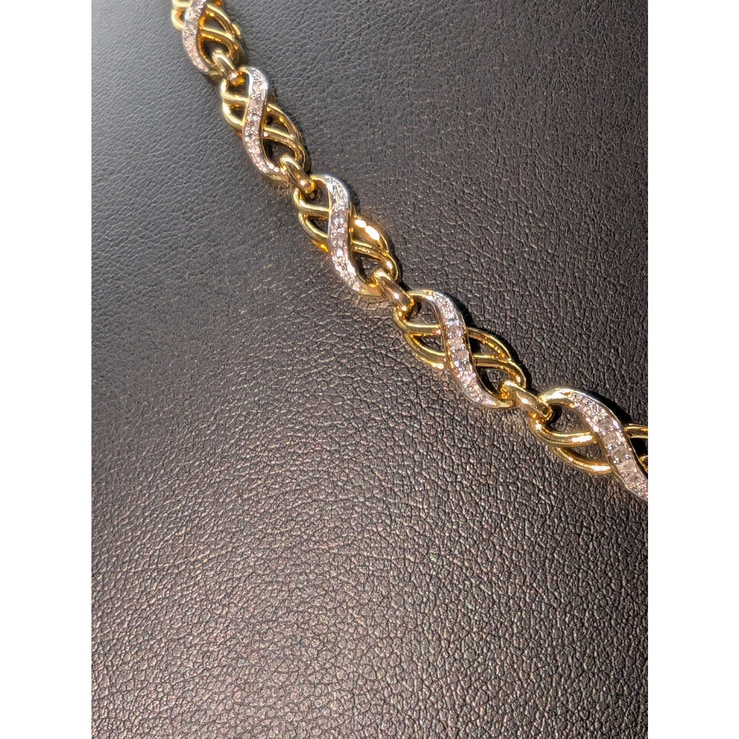 Gold & Silver Plated Moissanite Double Infinity Chain Link 17"-18.5" Necklace