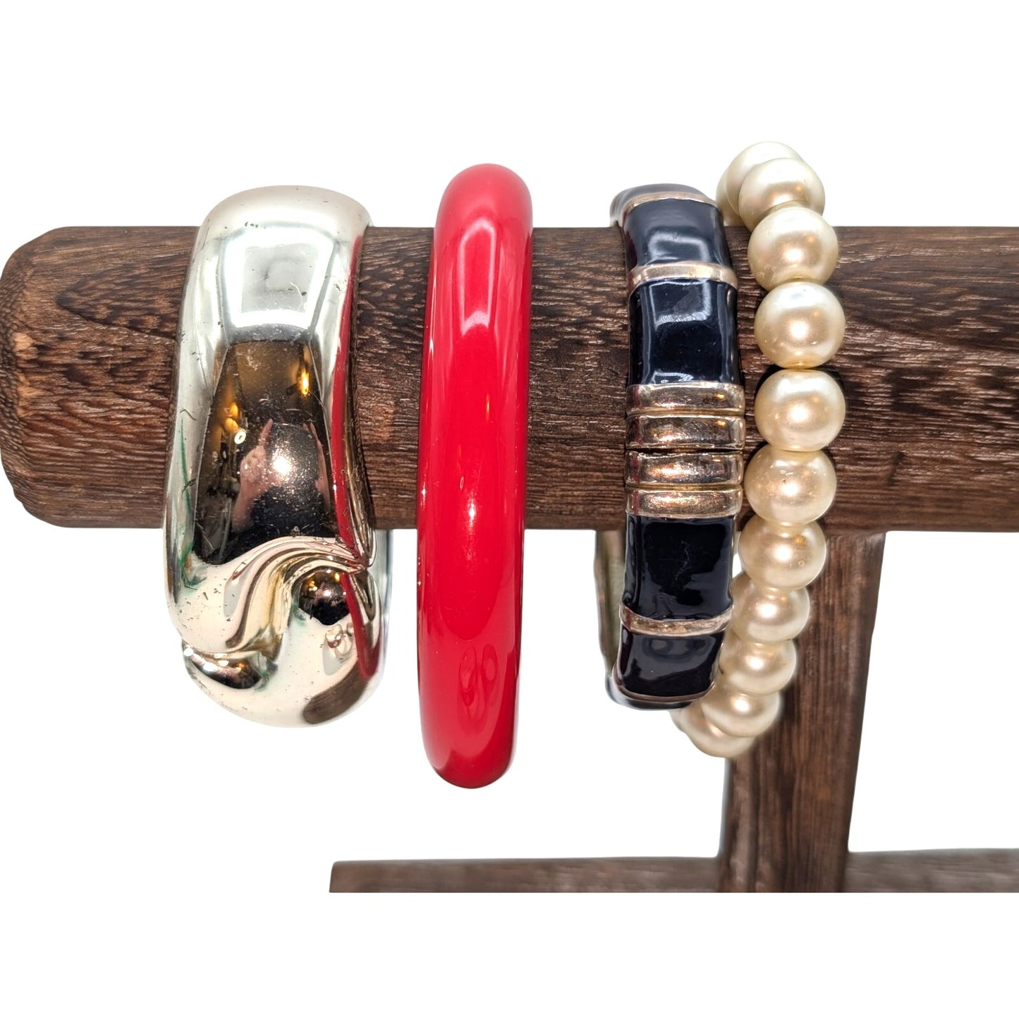 Lot of Seven Red Silver Theme Bracelets