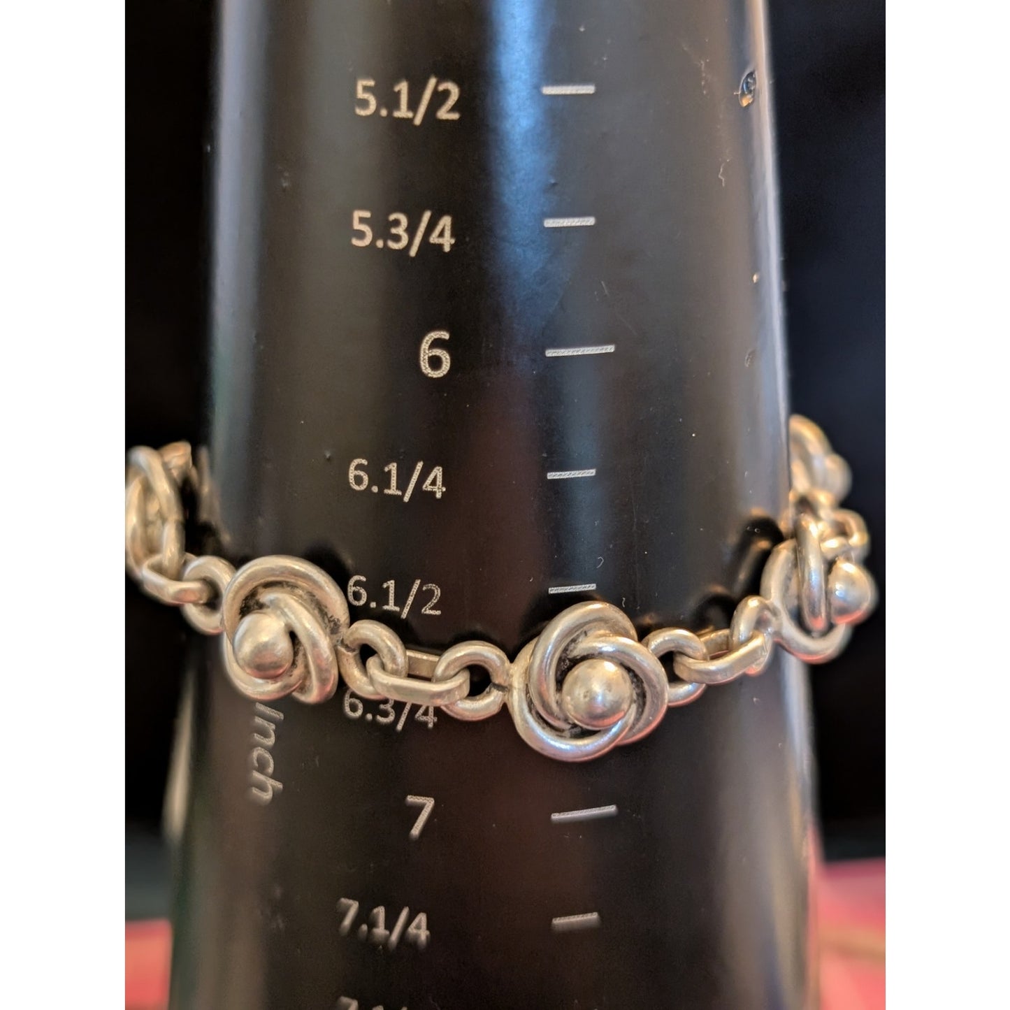 Vintage Stamped Mexico 925 Sterling Silver Love Knot Toggle Clasp Bracelet