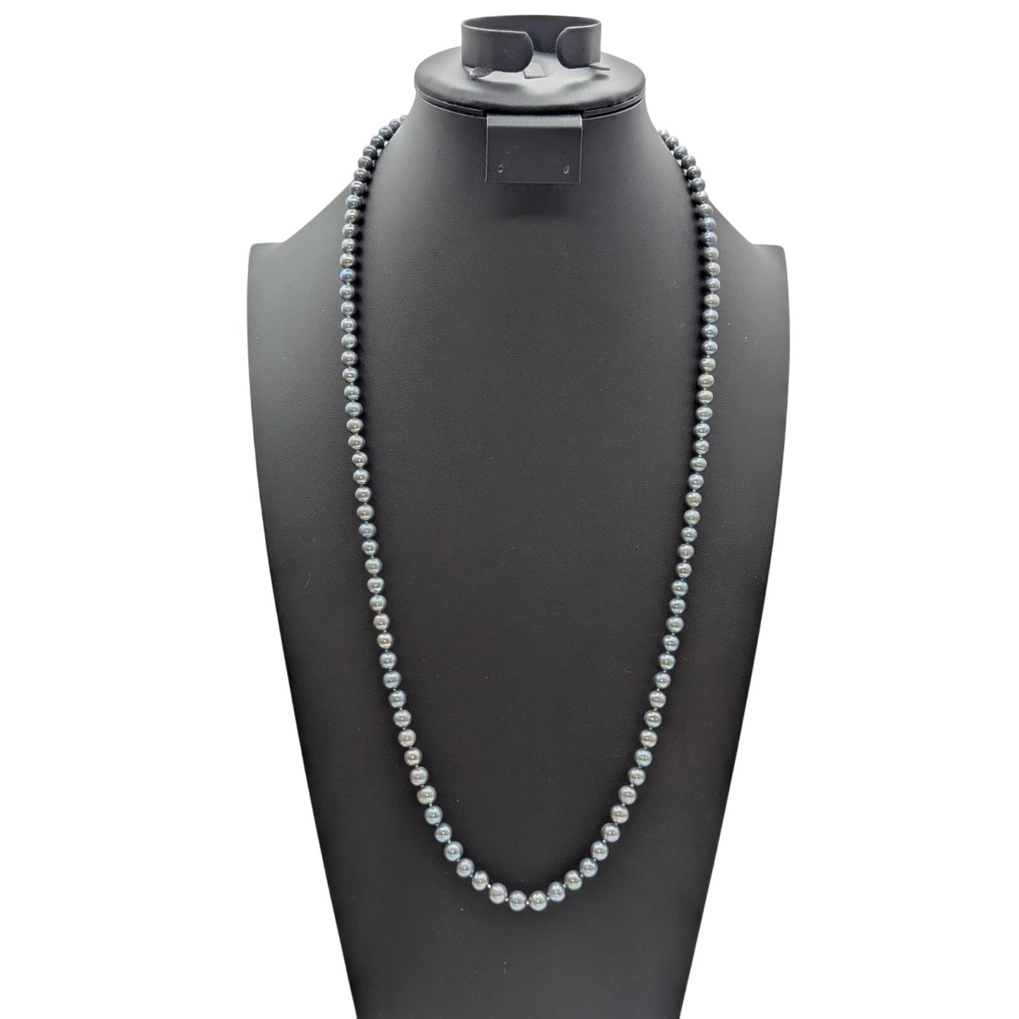 Vintage 925 Sterling Silver Approx. 6mm-7mm Knotted Genuine Pearl 32" Necklace