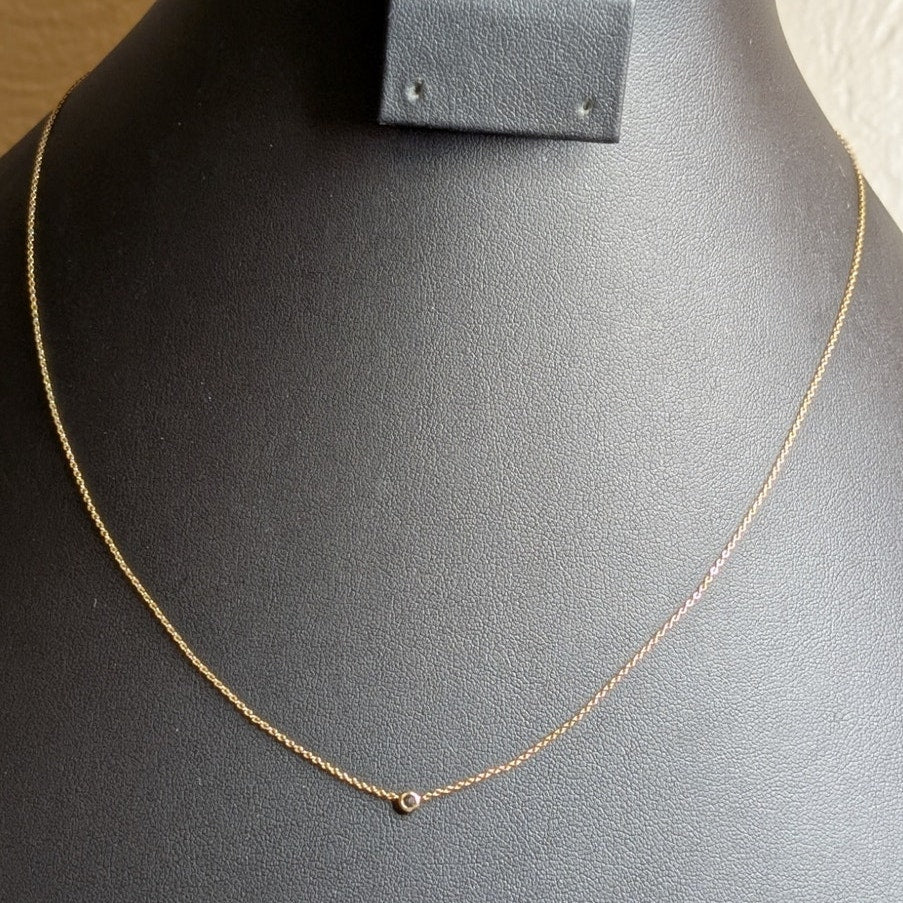 Dainty Bezel Set Floating Gemstone Gold Tone Chain Necklace