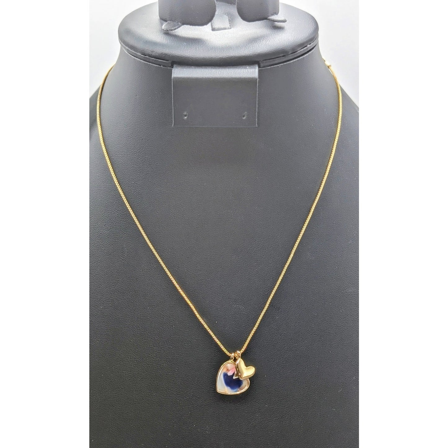 Loft Outlet NWT Double Heart Charm Gold Tone 16" 17" 18" Necklace