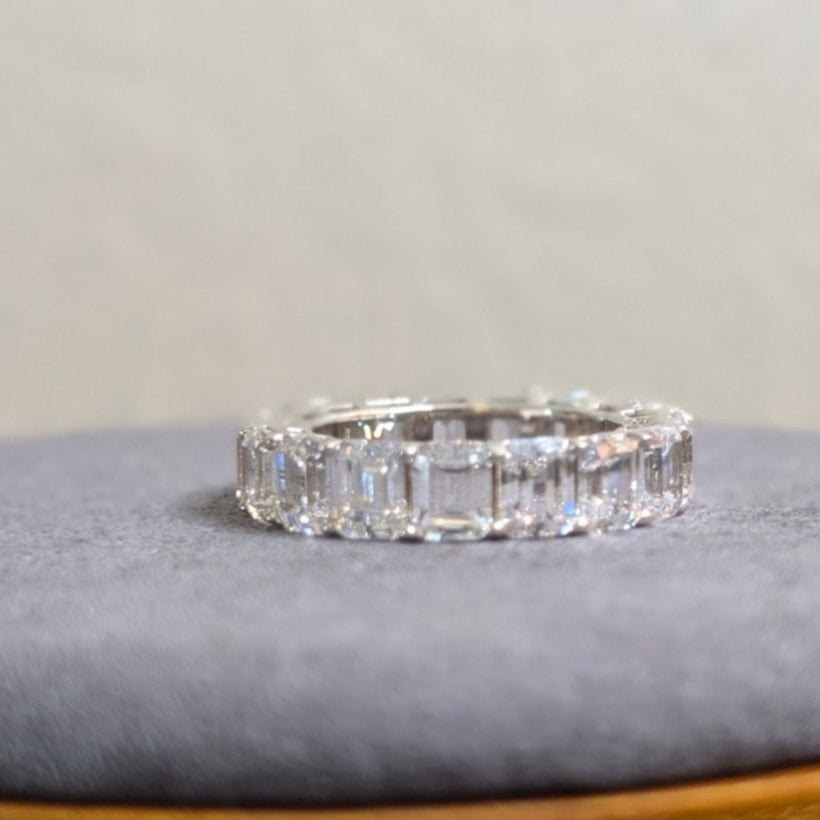 AB S925 Sterling Silver High Sparkle Baguette Full Circle CZ Ring Size 6.5