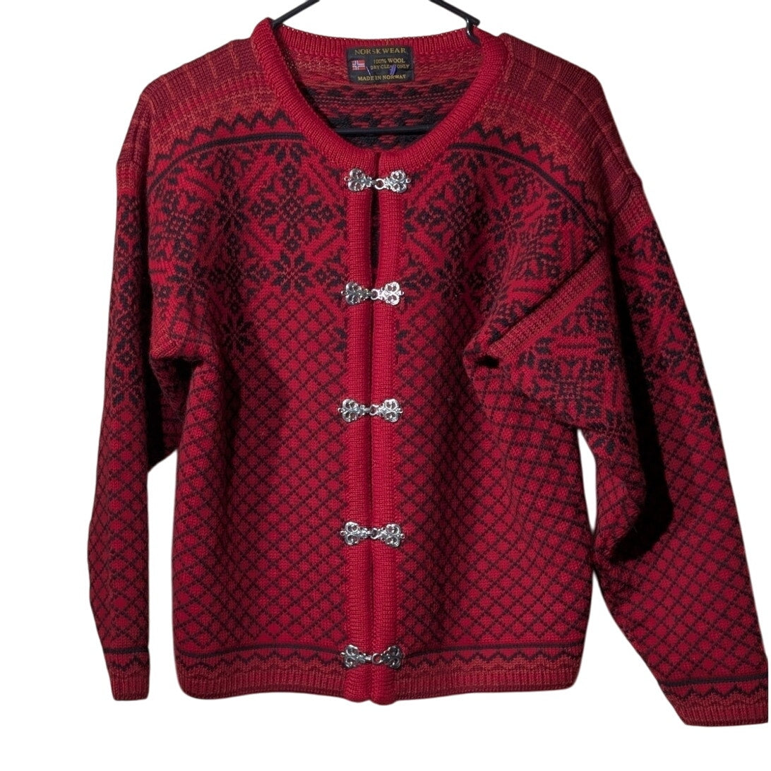 NORSKWEAR Nordic Red Wool Norwegian Cardigan Women's Size XS (Estimate)