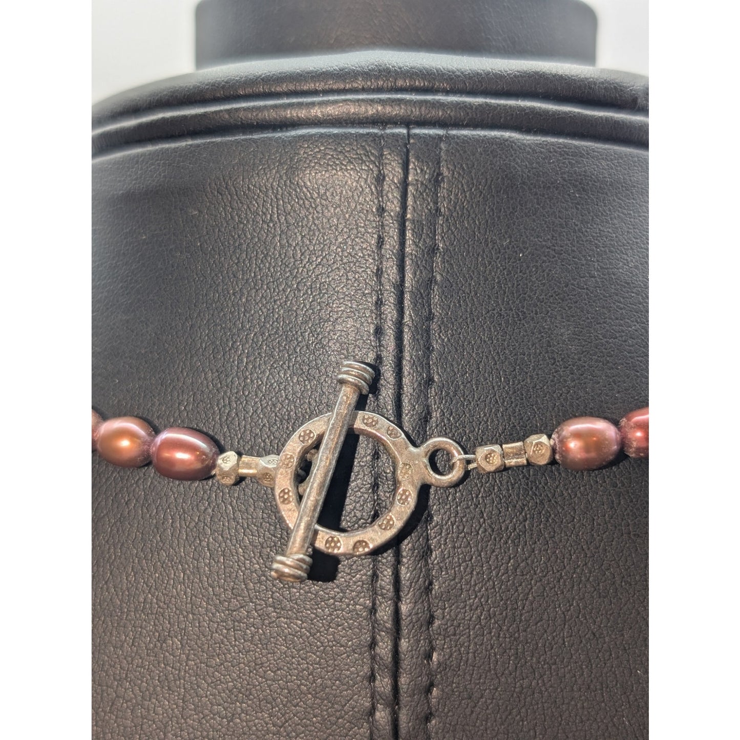 Copper Freshwater Pearl Labradorite Crystal Silver Toggle Clasp 16.25" Necklace
