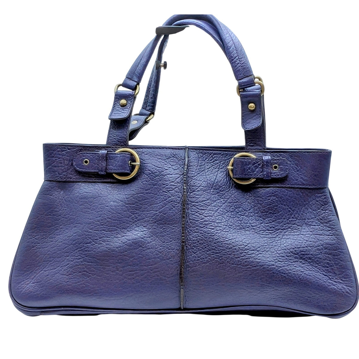 VTG Adrienne Vittadini Magnetic Purple Violet Tessa Pebble Leather Satchel