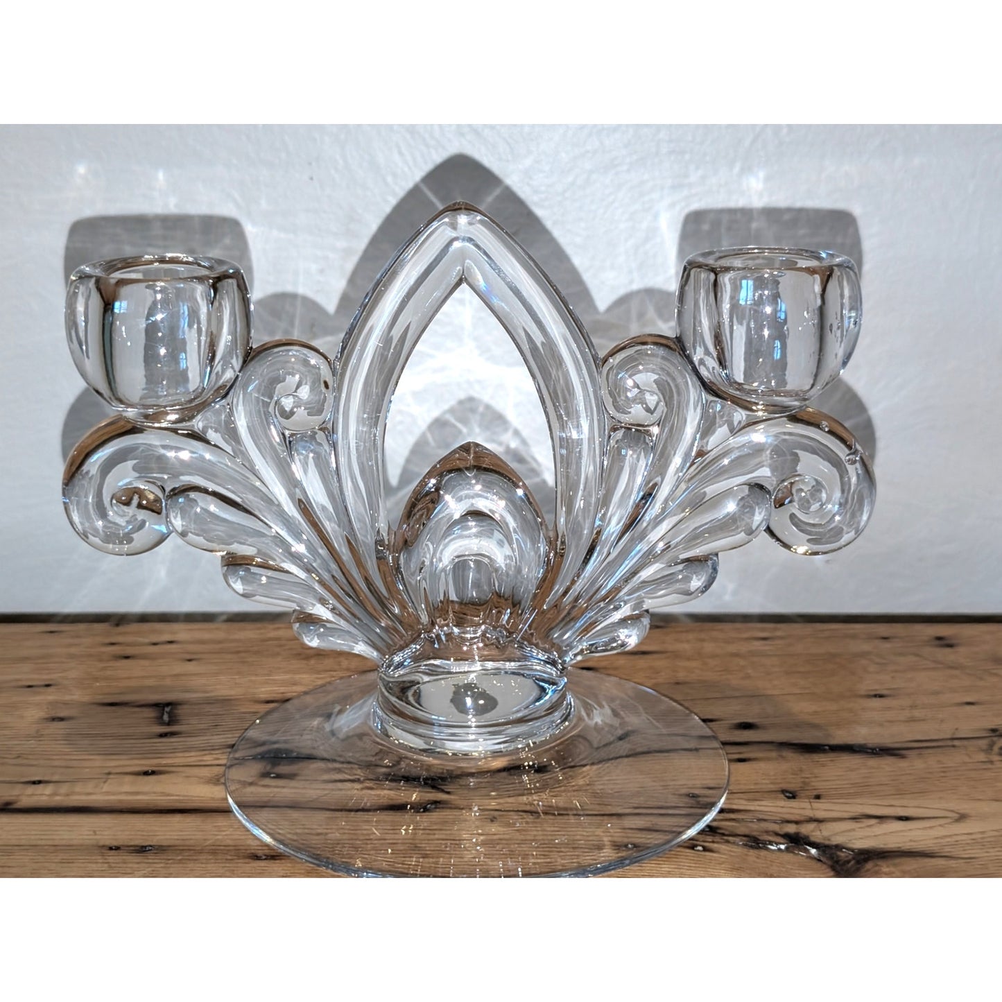 Vintage 1930s Cambridge Art Deco Style Glass Double Candlestick Holder
