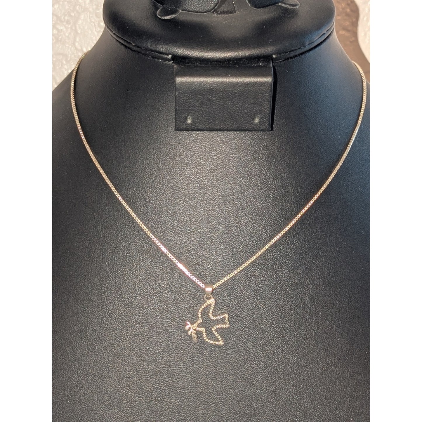 Silpada Dove with Olive Branch 925 Sterling Silver 16" Box Chain Necklace