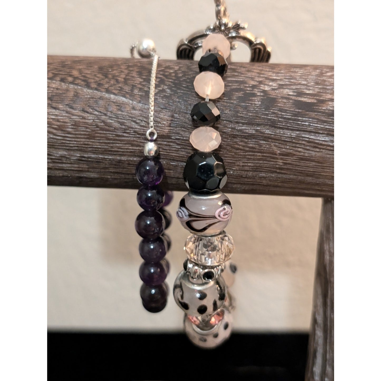 Lot of Three Stone Chip Gemstone Glass Bead Bracelets