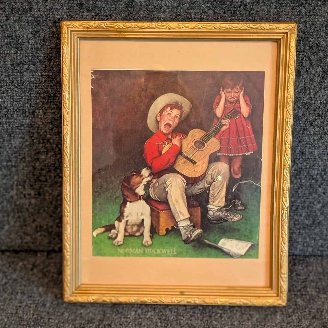 Vintage Norman Rockwell 'The Music Man' 10.5 X 13 Wood Framed Print