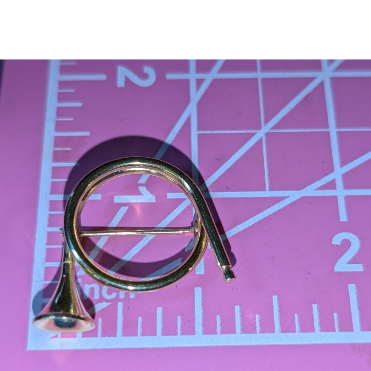 Vintage Gold Tone Musical French Horn Brooch