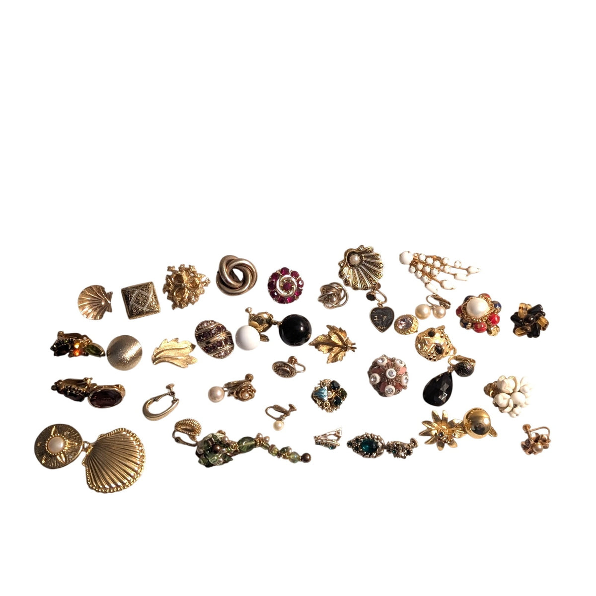 Lot of Single Vintage Gold Tone Clip Screw Earrings