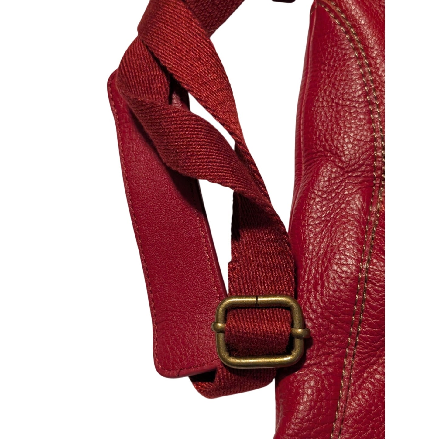 The Sak Red Pebbled Leather Canvas Adjustable Strap Crossbody Purse