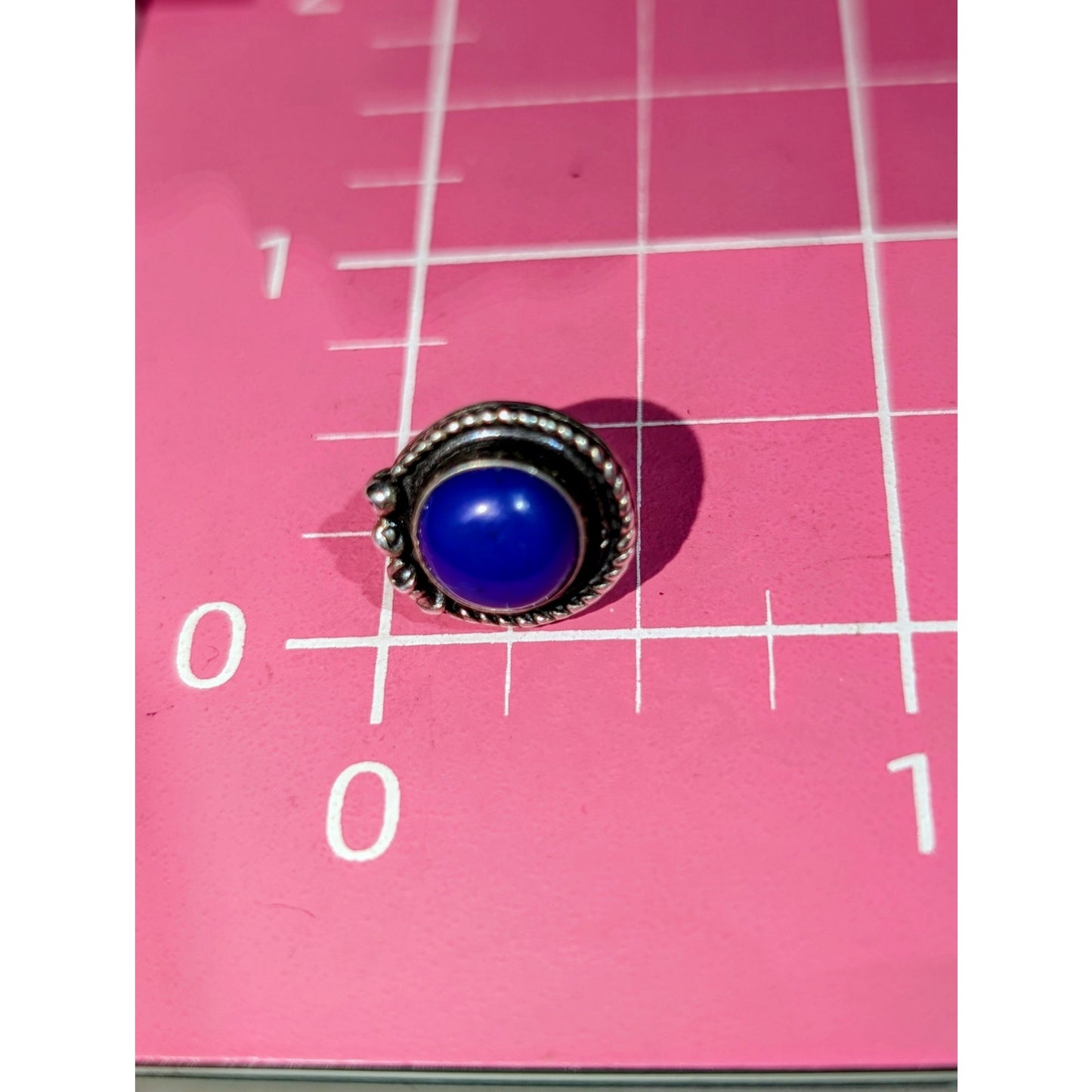 Vintage 925 Sterling Silver Lapis Lazuli Round Beaded Post Earrings
