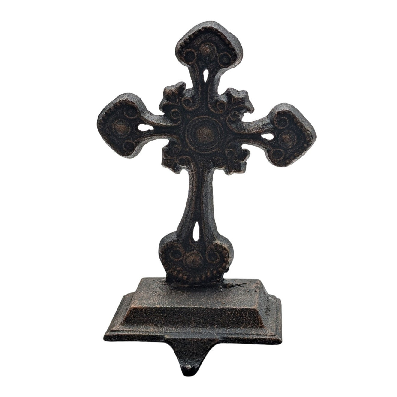 Christmas Heavy Metal Bronze Cross Stocking Hanger