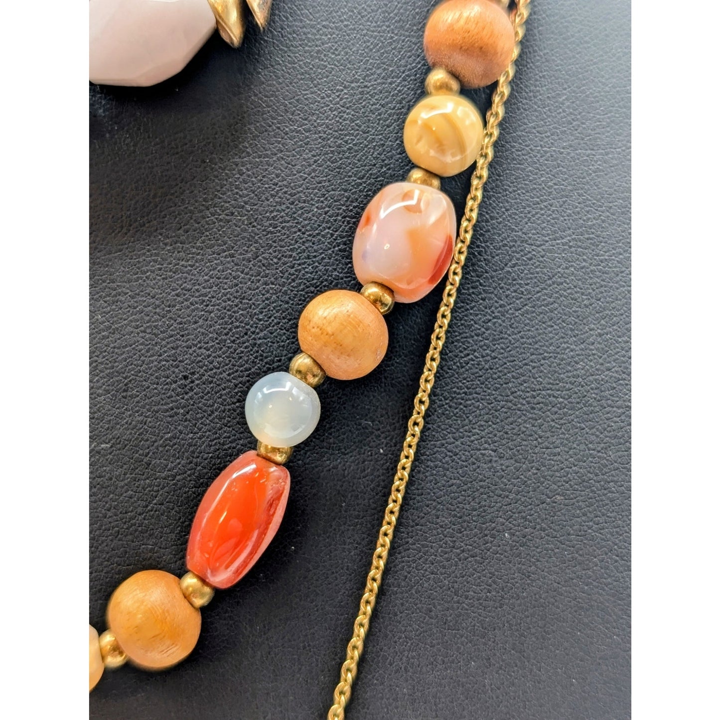 Lot of Three Stone Bead Gold Tone Necklaces