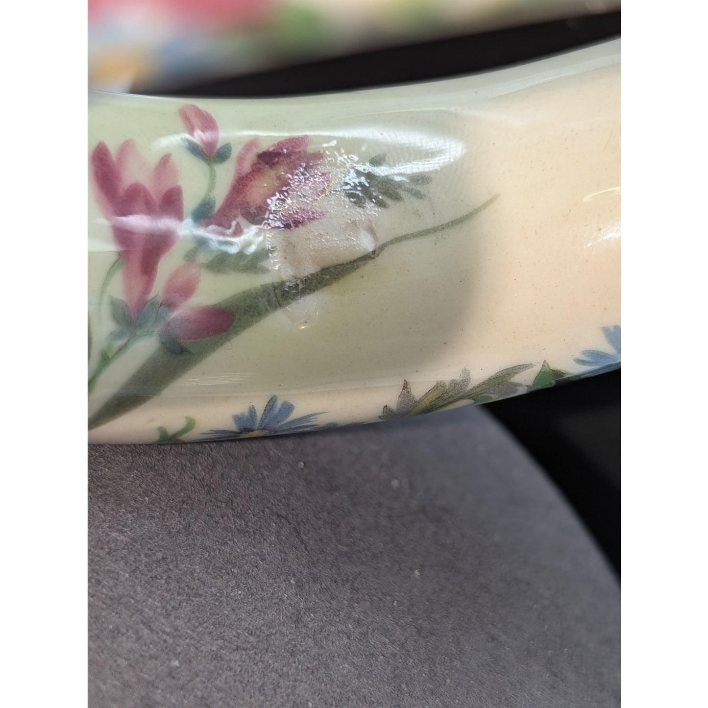 Artisan Sandra Pailet Sunflower Ceramic Statement Oval Bangle Bracelet 173.80g