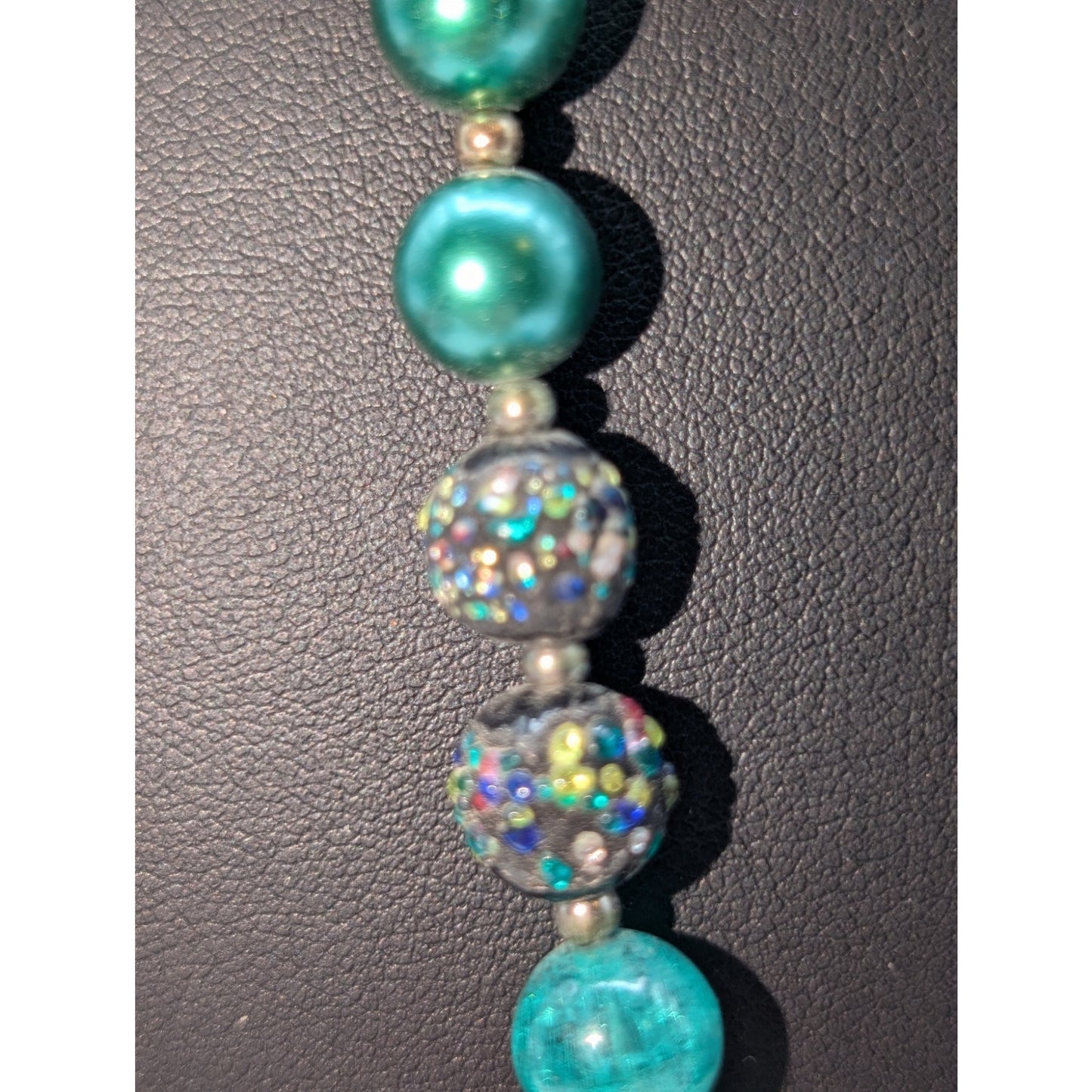 Lot of Two Green Blue Beaded Necklaces