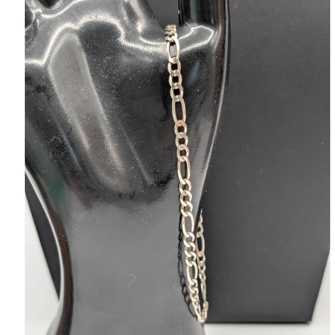 Vintage 925 Italy Sterling Silver Figaro Chain Link Bracelet 4.69g