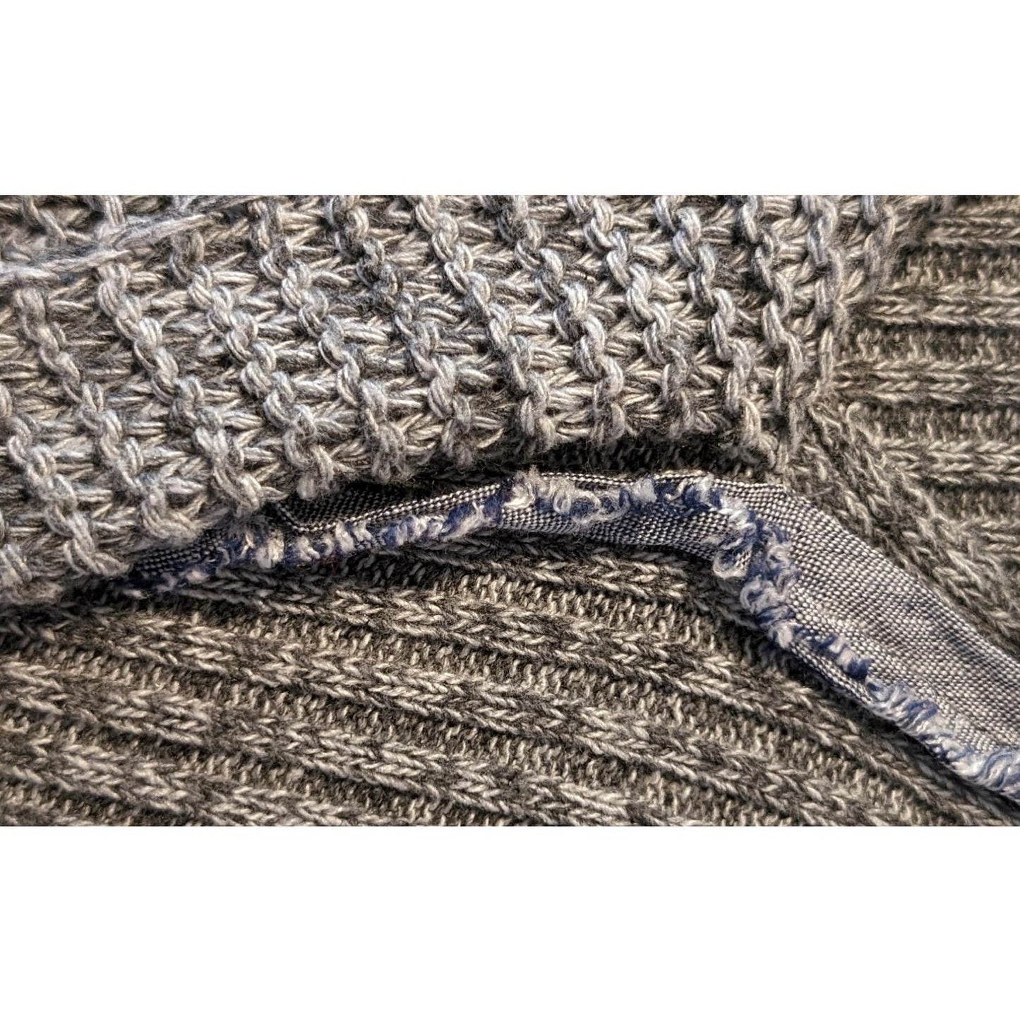 Zele 100% Flax Variegated Gray V-Neck Raw Edge Lightweight Sweater Women Sz XXL