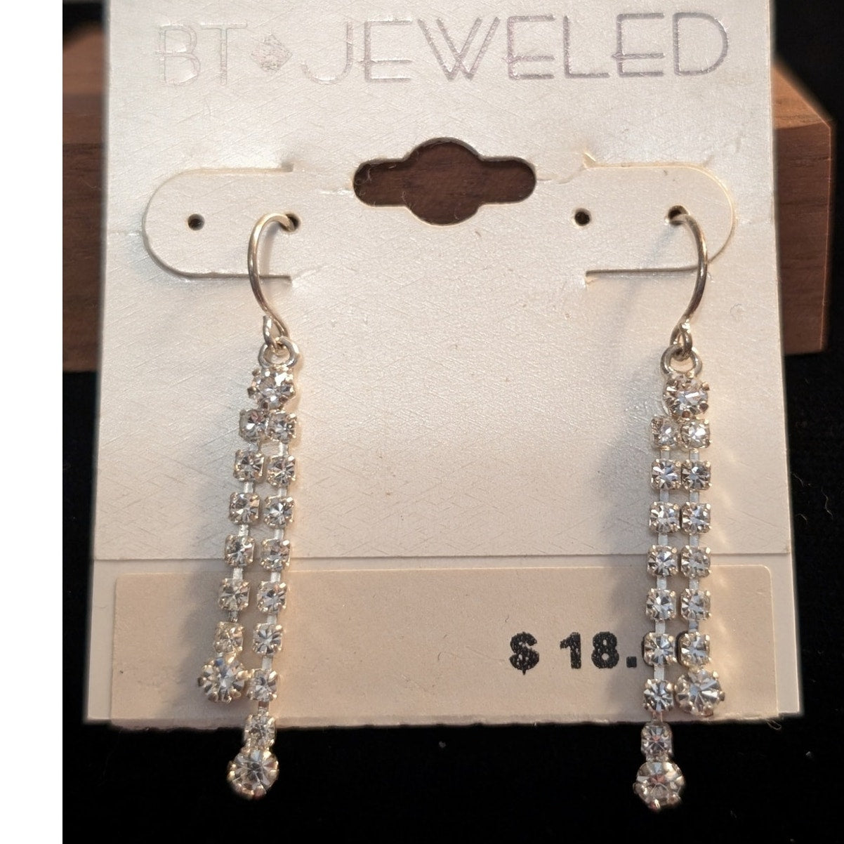 BT Jeweled Double Strand Rhinestone Wire Dangle Earrings NWT