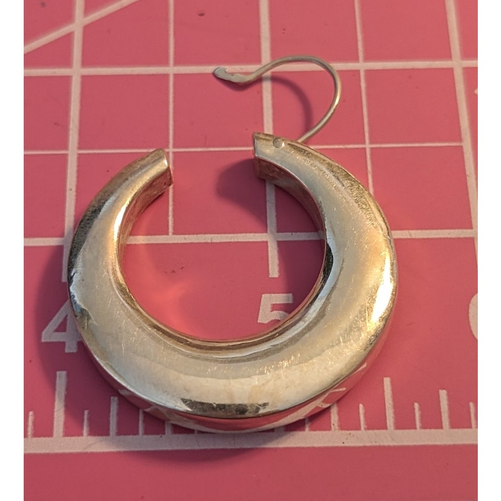 Vtg. Marked Mexico 950 Sterling Silver Basket Hook hick Gypsy Hoop Earrings 18g