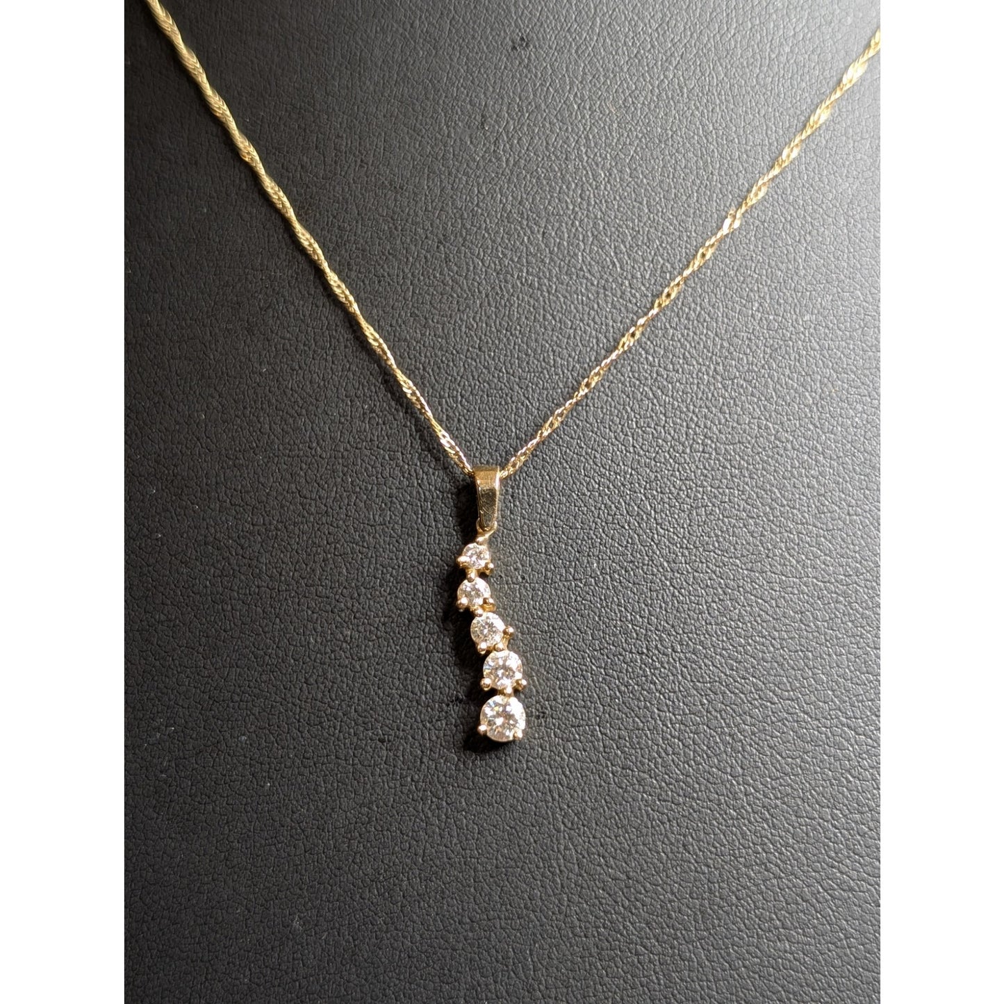 14K Yellow Gold Five Diamond Journey Pendant 18" Necklace