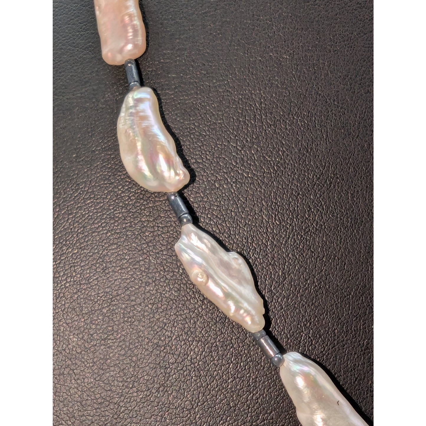 Freshwater Organic Biwa Baroque Pearl 925 Sterling Silver 22"-24.25" Necklace