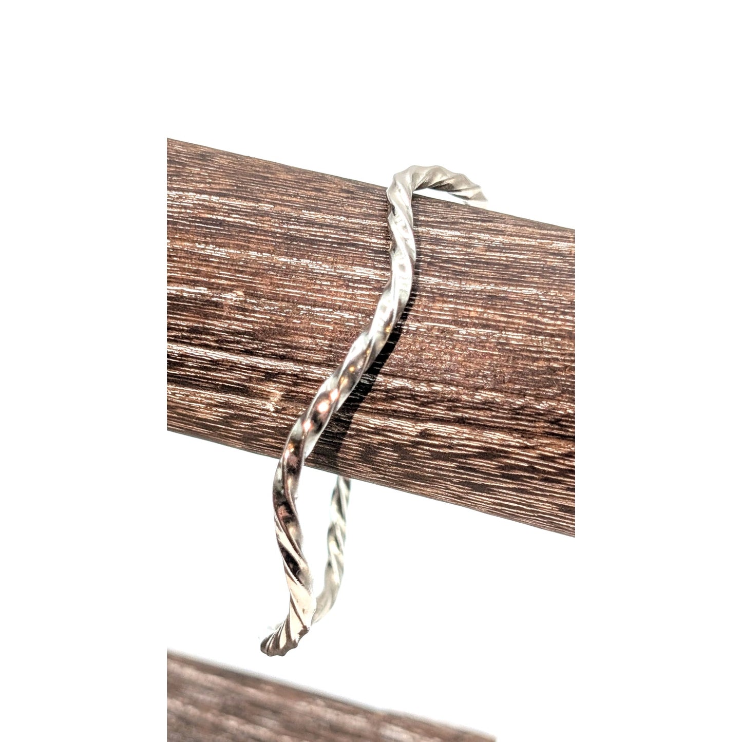 Vintage 925 Sterling Silver Curvy Twisted Bangle Bracelet