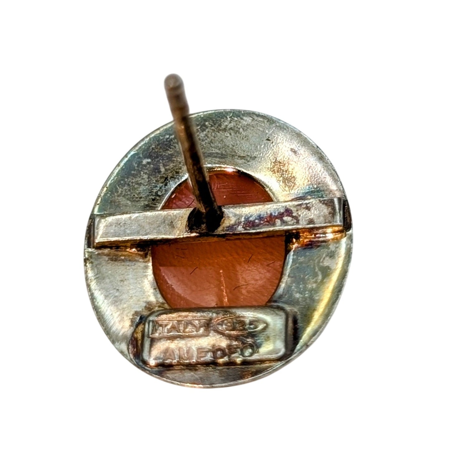 Vintage Amedeo Italy 925 Sterling Silver Cameo Stud Earrings