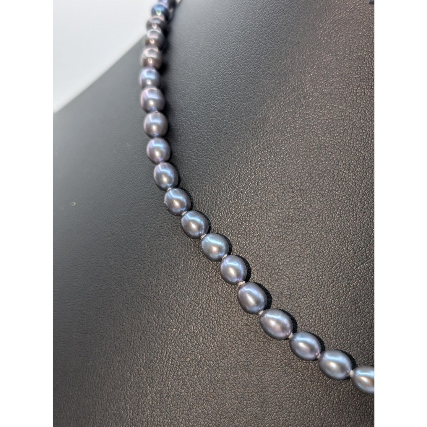 Purple Genuine Freshwater Pearl Knotted Bead 925 Sterling Silver 17.5" Necklace