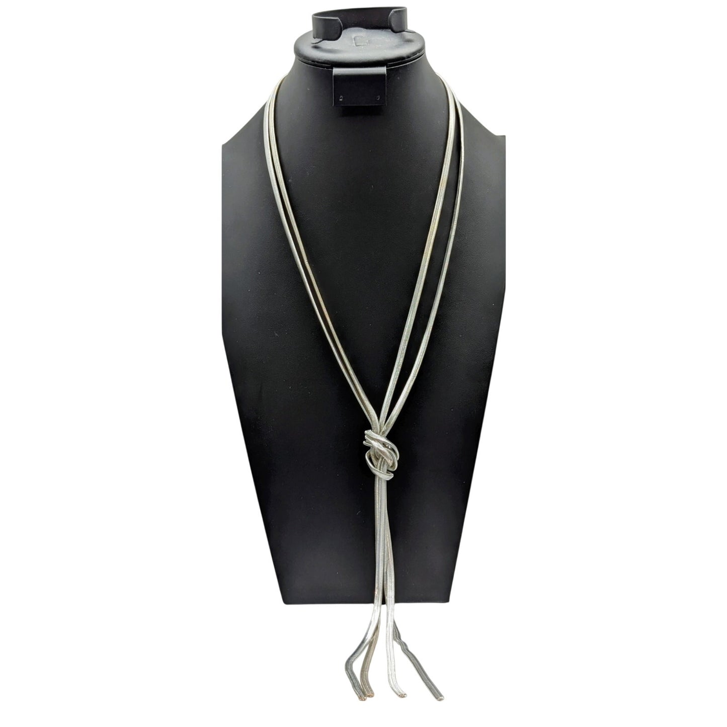 Charming Charlie Long Double Strand Knotted Snake Chain Tassel Necklace