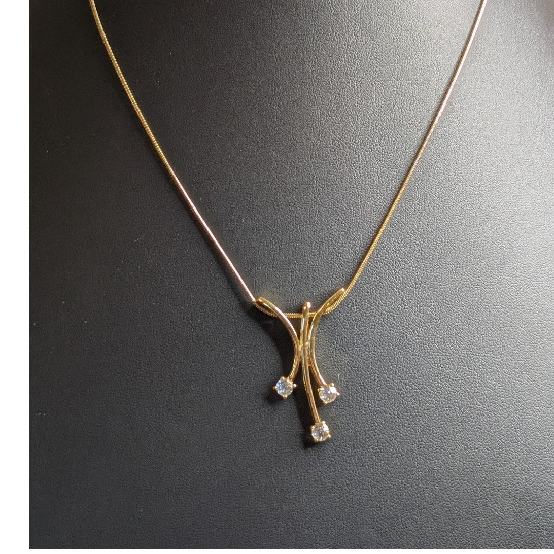 Annaleece by Devries Crystal 22k Gold/Rhodium Pendant Necklace