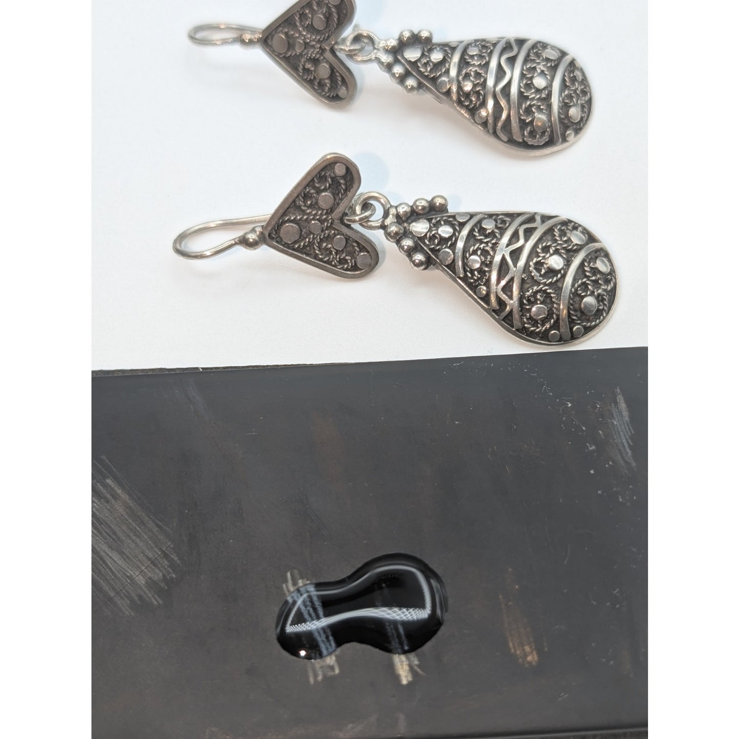 Moroccon Silver Berber Dangle Earrings W/ Kidney Hook Backs
