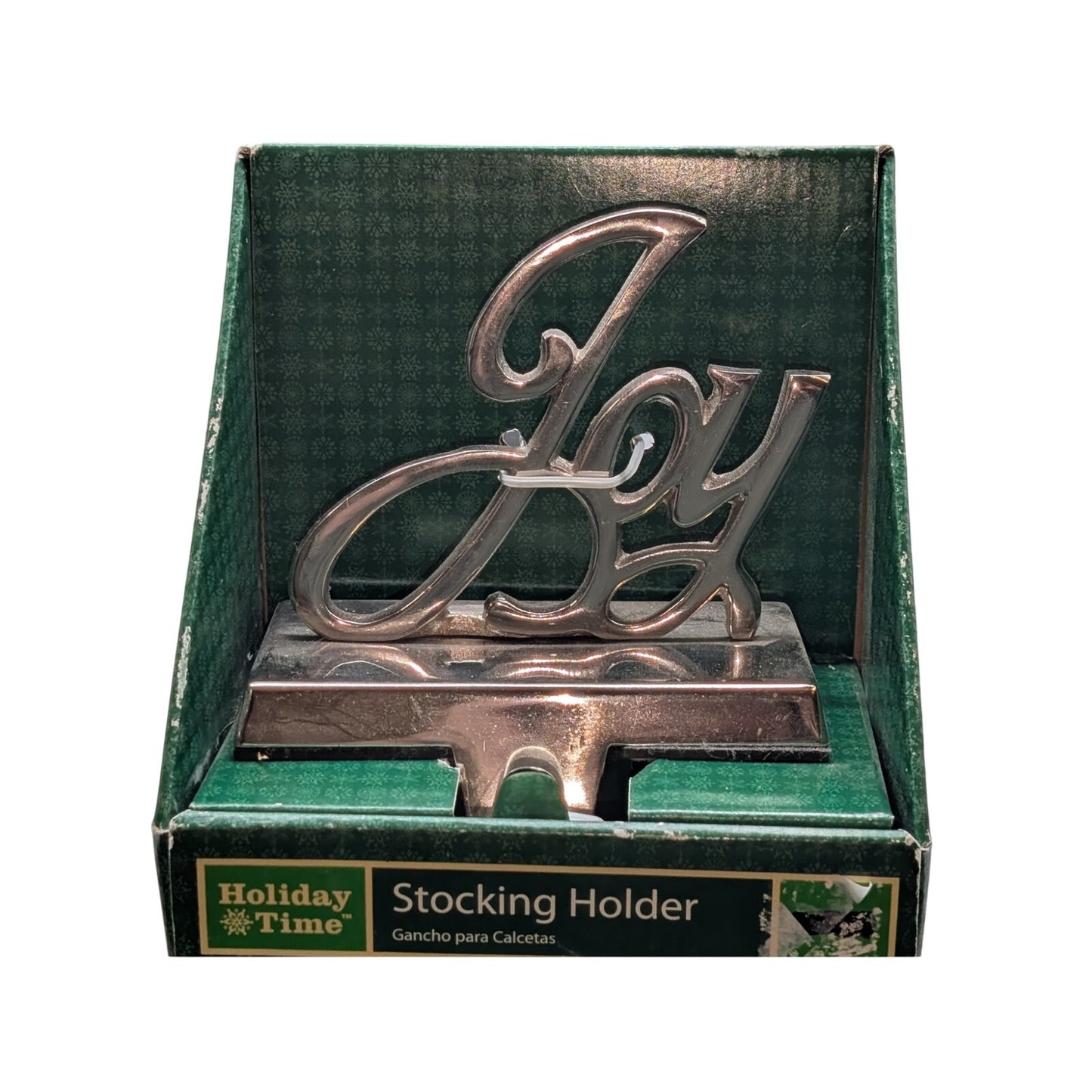 Christmas Holiday Time Silver Tone Joy Stocking Hanger