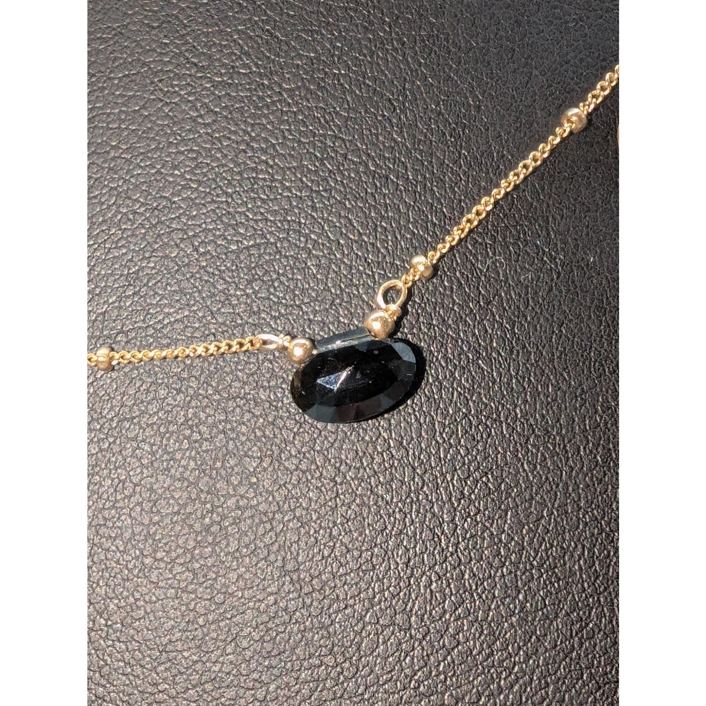 14K Gold Filled Disk & Gemstone Dangle 17"-19.5" Chain Necklace