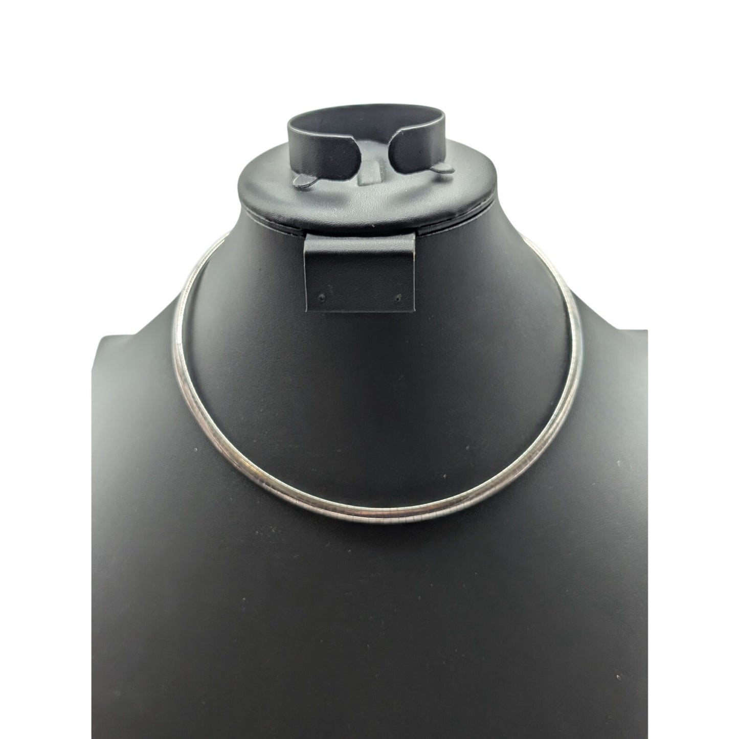 Vintage Silver Tone Omega Fold Over Clasp Necklace